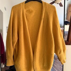 Mustard Open-Front Women's Cardigan Sweater